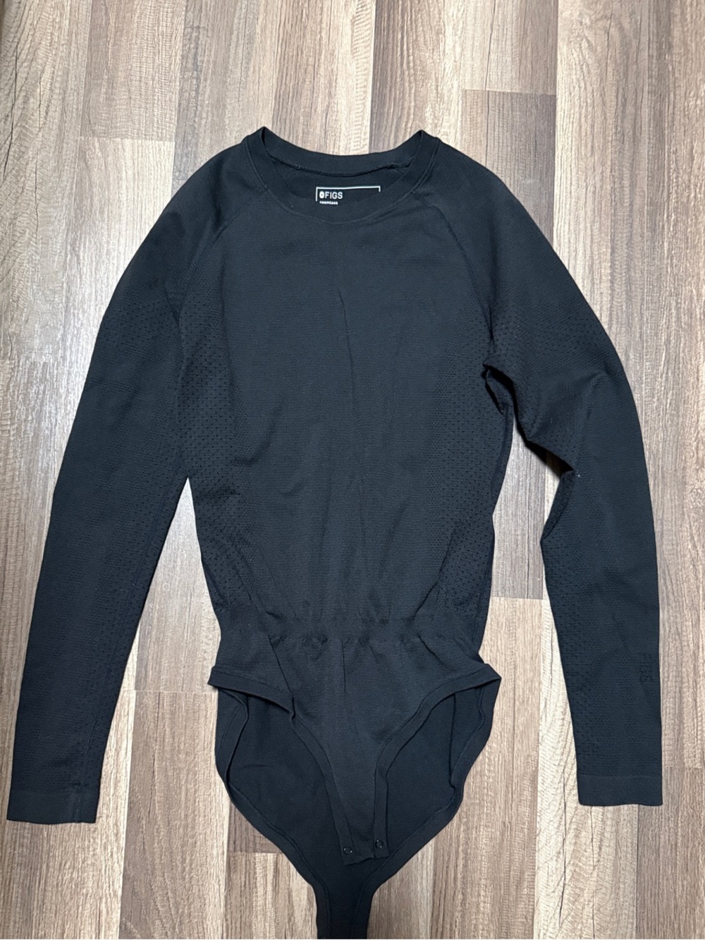 Figs Black Long-Sleeve Seamless Bodysuit